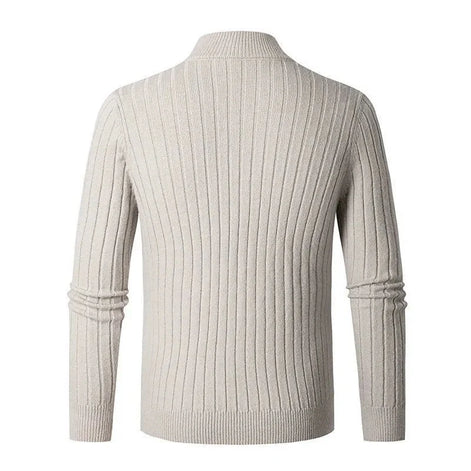 Herren Rippstrickpullover mit Stehkragen und Reißverschluss