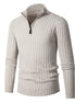 Herren Rippstrickpullover mit Stehkragen und Reißverschluss