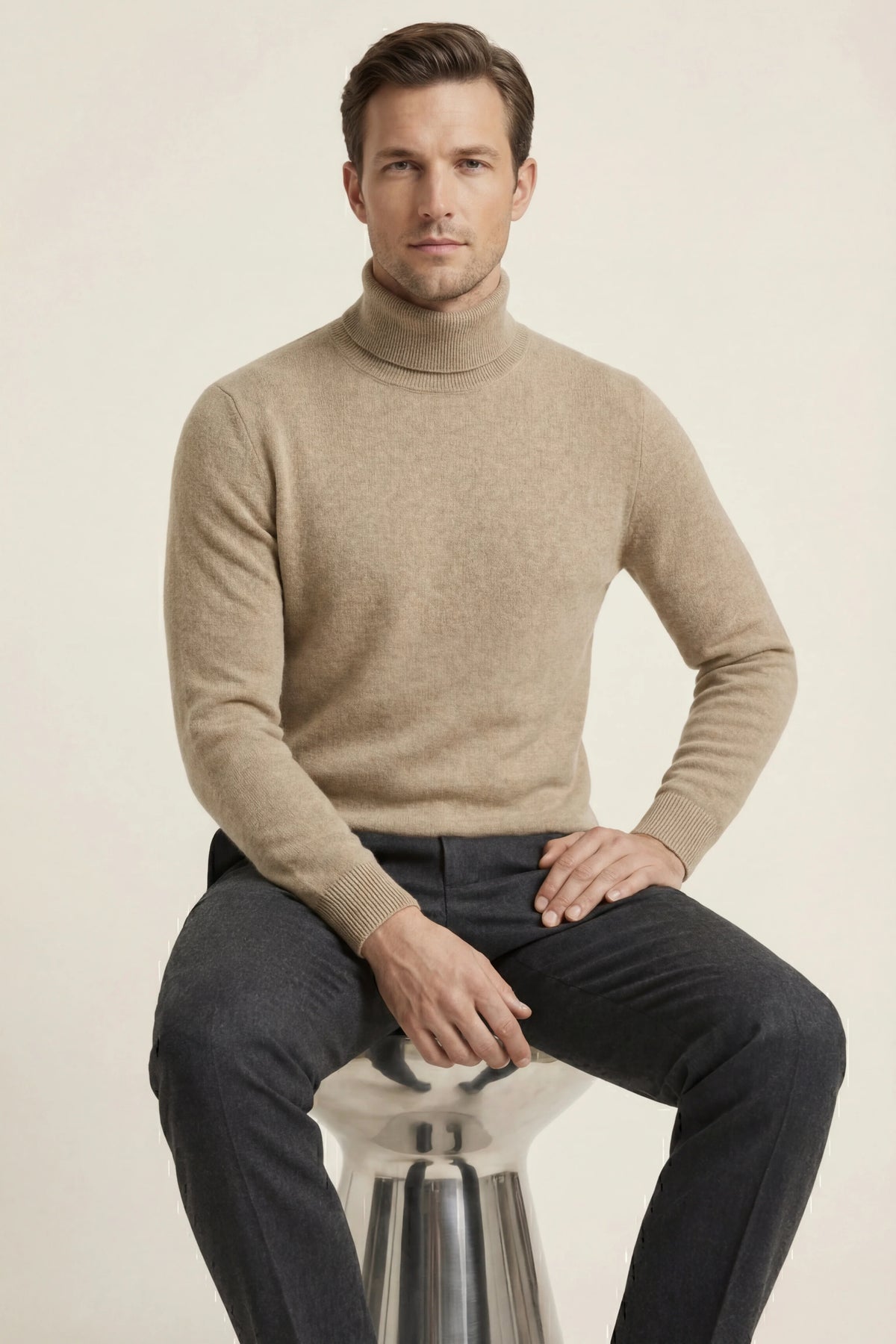 Herren Rollkragenpullover Feinstrick in Eleganter Silhouette