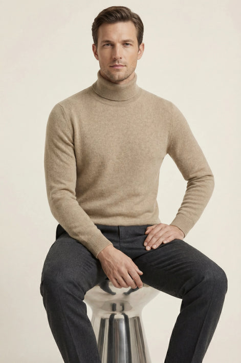 Herren Rollkragenpullover Feinstrick in Eleganter Silhouette