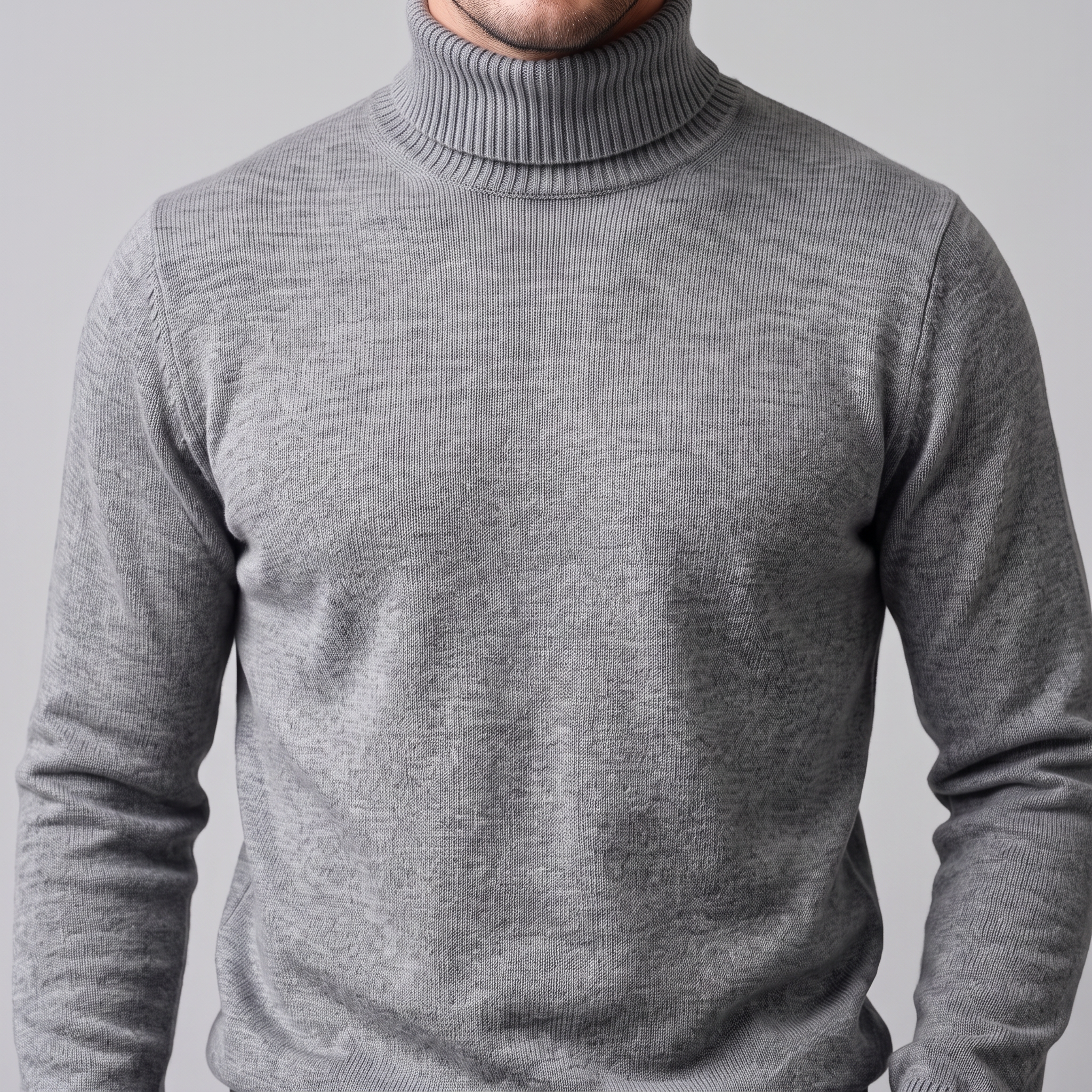 Herren Rollkragenpullover mit Rippstruktur