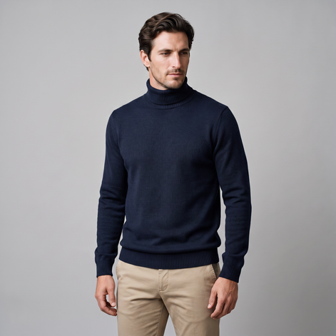 Herren Rollkragenpullover mit Rippstruktur