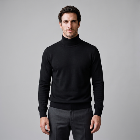 Herren Rollkragenpullover mit Rippstruktur