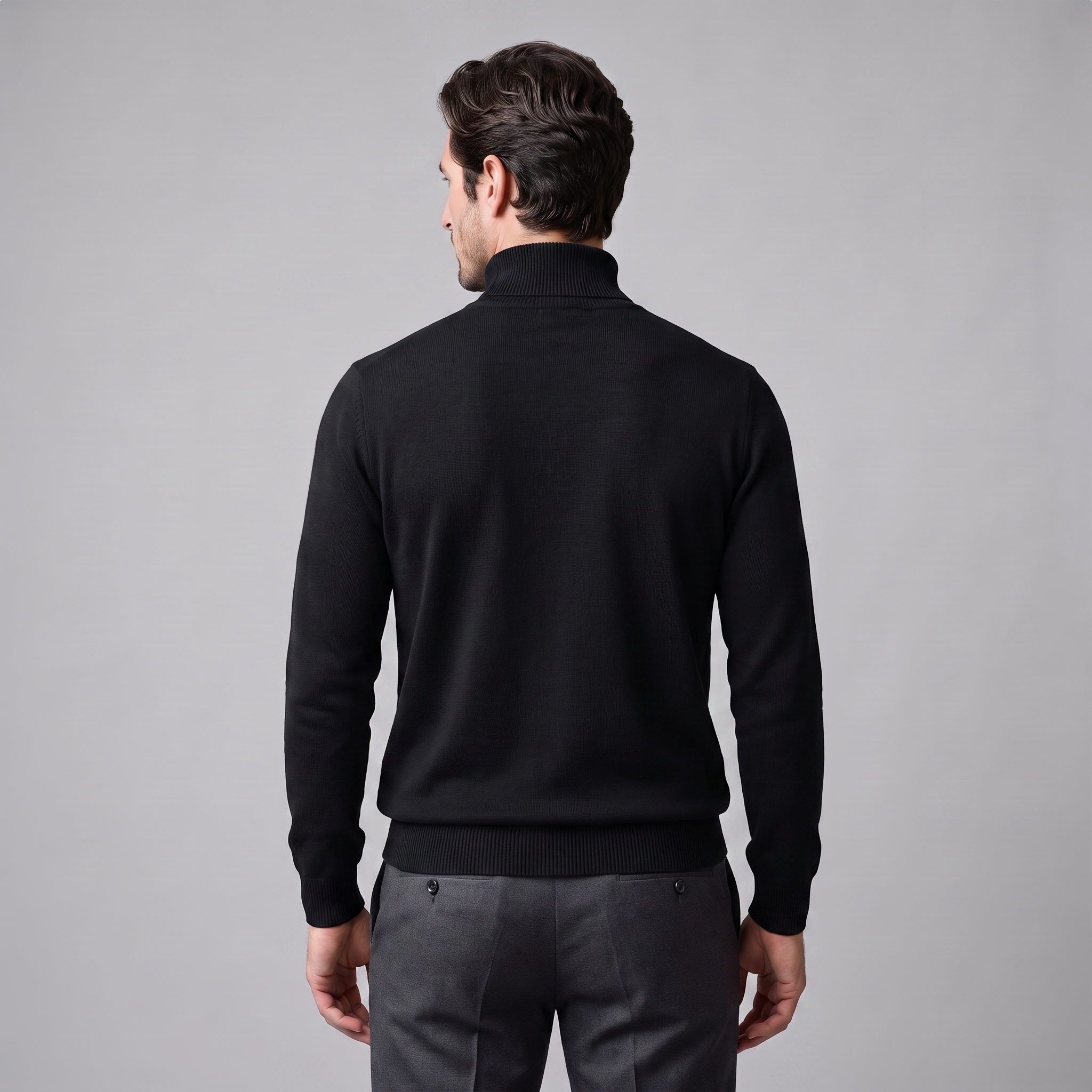 Herren Rollkragenpullover mit Rippstruktur