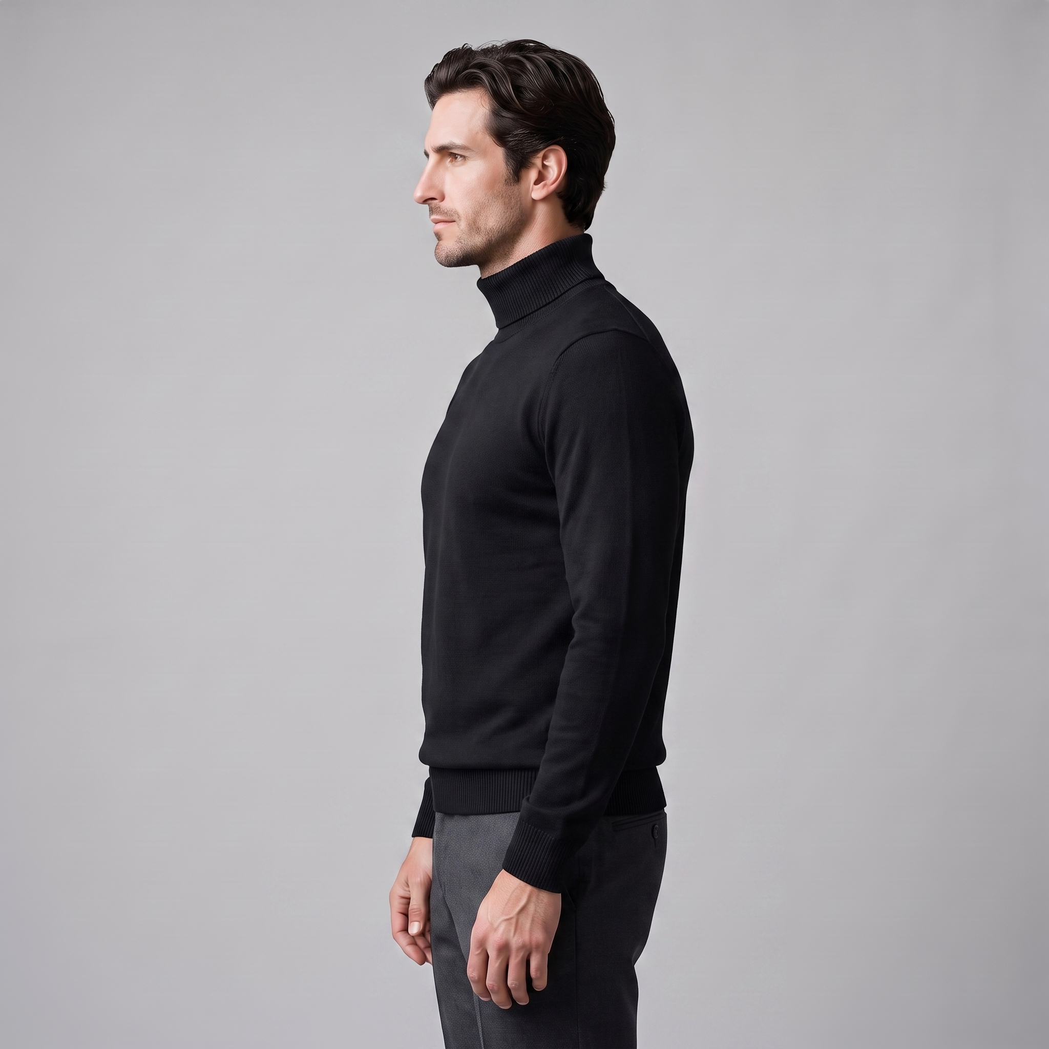 Herren Rollkragenpullover mit Rippstruktur