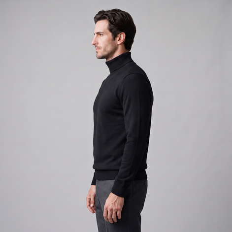 Herren Rollkragenpullover mit Rippstruktur