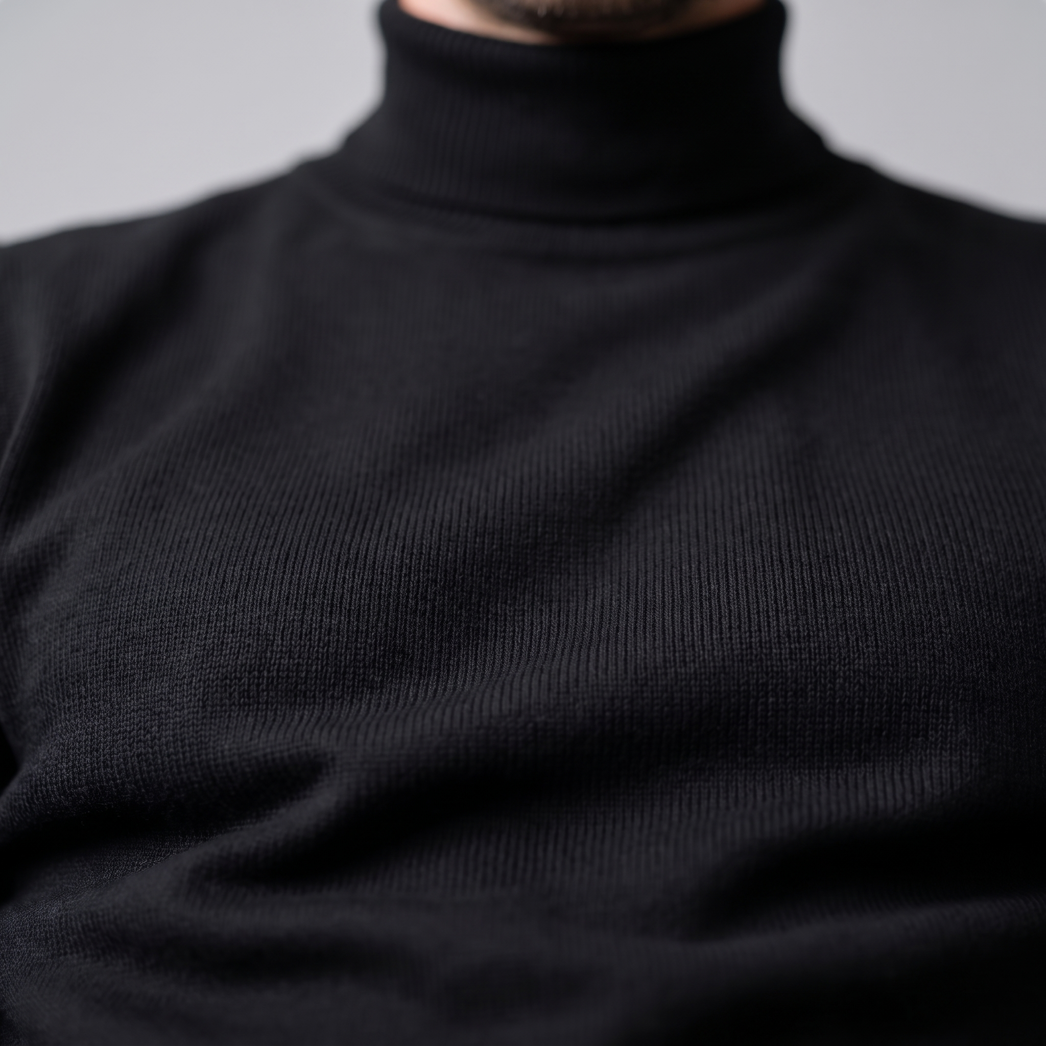 Herren Rollkragenpullover mit Rippstruktur