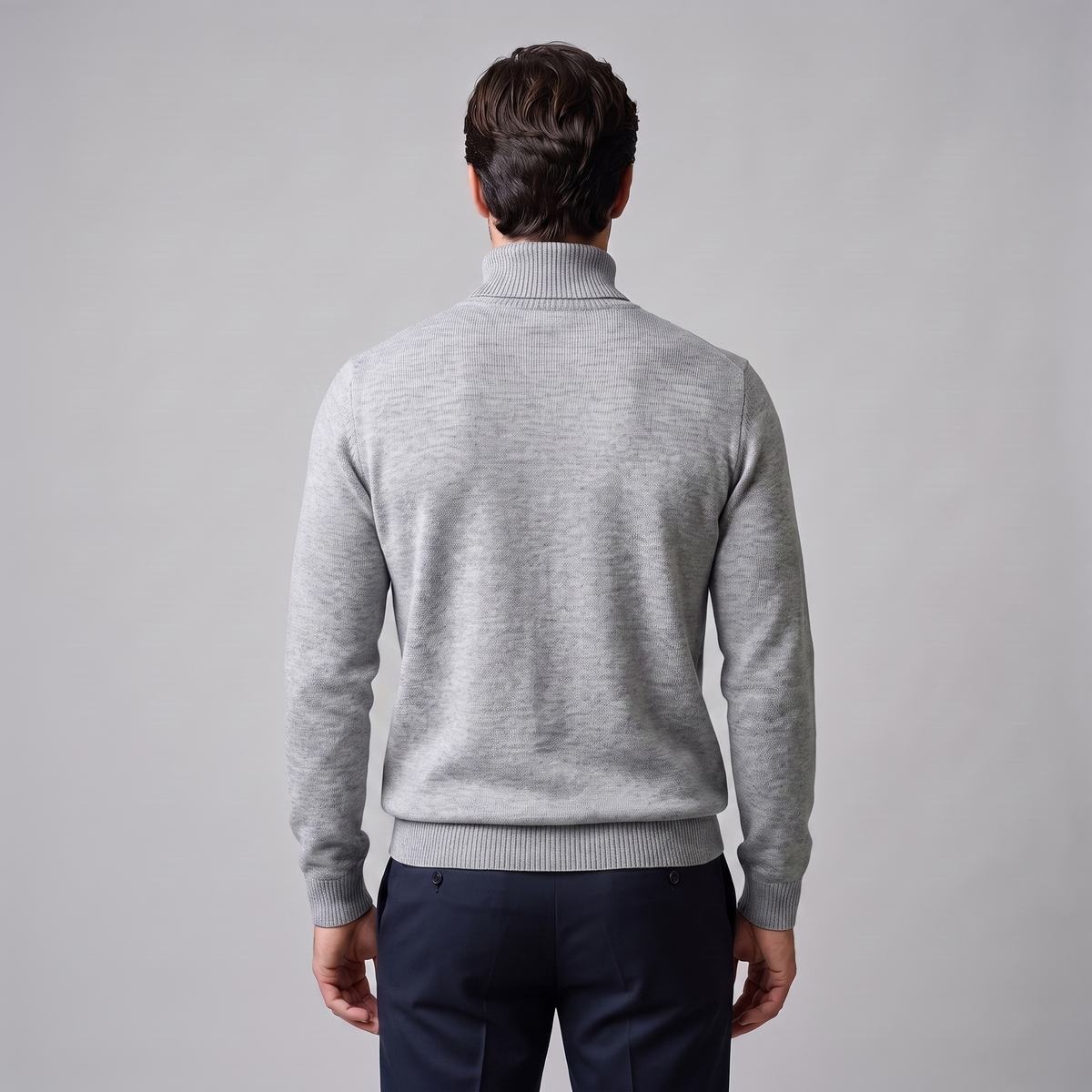Herren Rollkragenpullover mit Rippstruktur