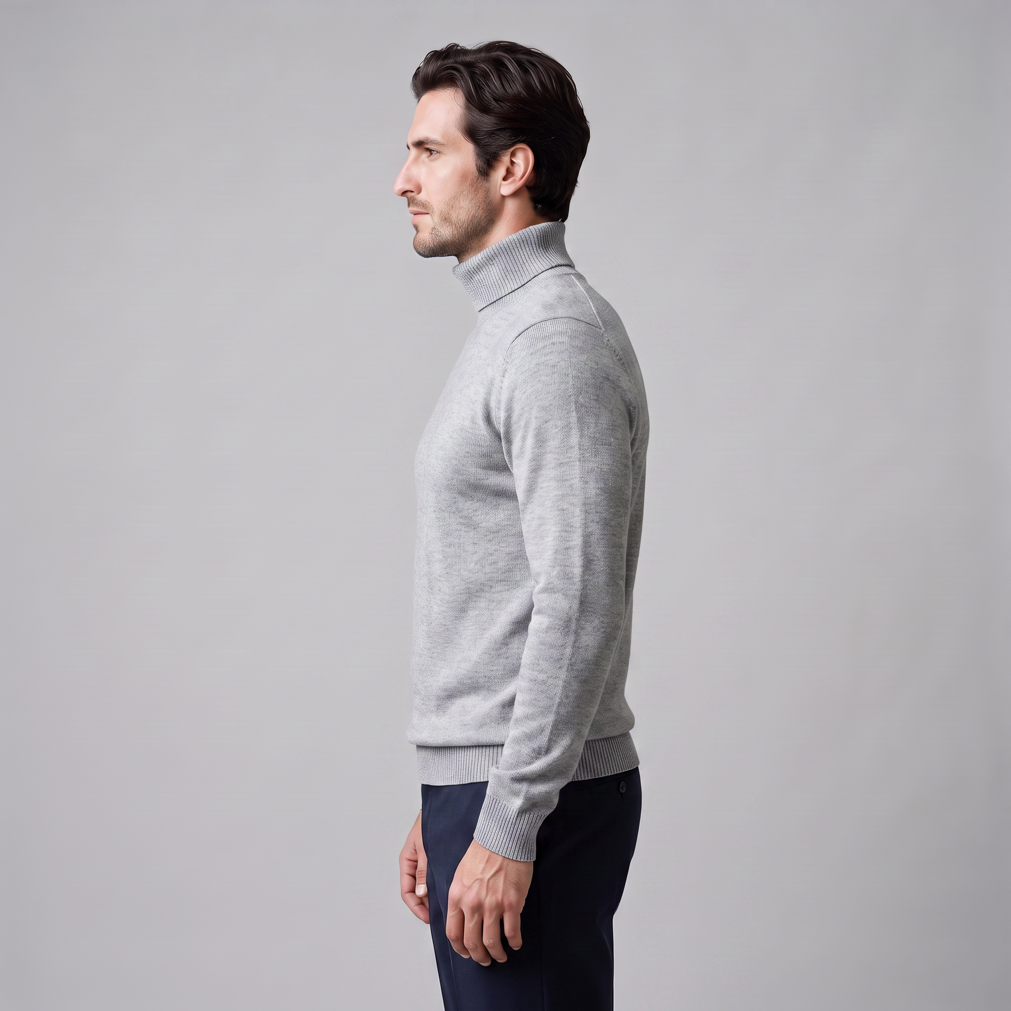 Herren Rollkragenpullover mit Rippstruktur