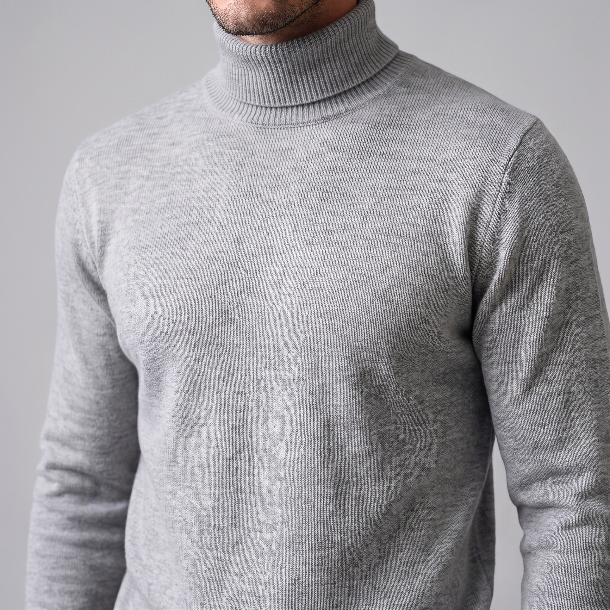 Herren Rollkragenpullover mit Rippstruktur