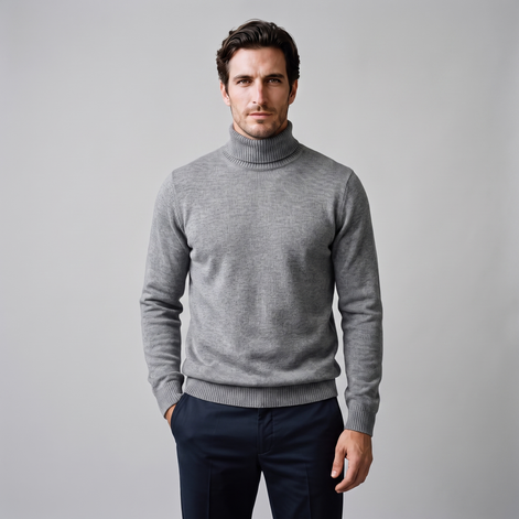 Herren Rollkragenpullover mit Rippstruktur