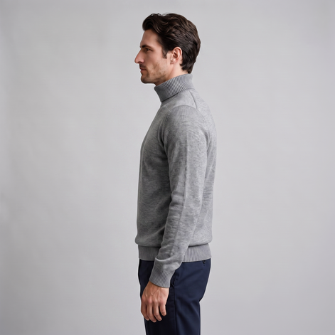 Herren Rollkragenpullover mit Rippstruktur