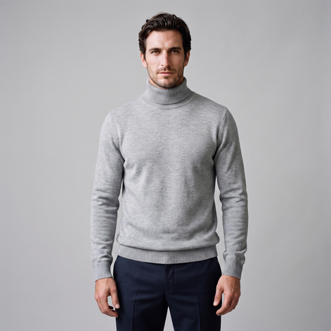 Herren Rollkragenpullover mit Rippstruktur