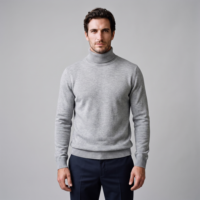 Herren Rollkragenpullover mit Rippstruktur