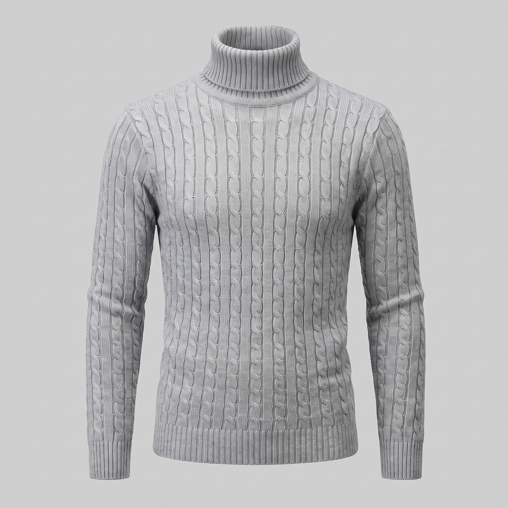 Herren Rollkragenpullover mit Zopfmuster