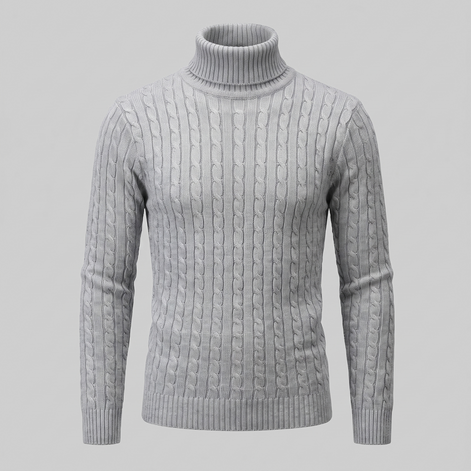 Herren Rollkragenpullover mit Zopfmuster