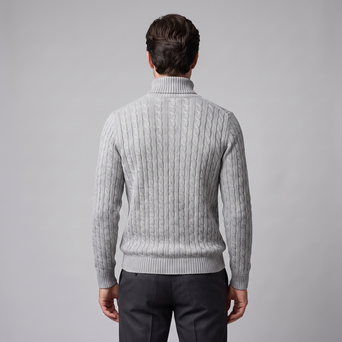 Herren Rollkragenpullover mit Zopfmuster