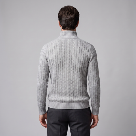 Herren Rollkragenpullover mit Zopfmuster