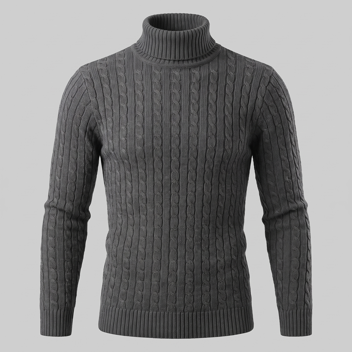 Herren Rollkragenpullover mit Zopfmuster