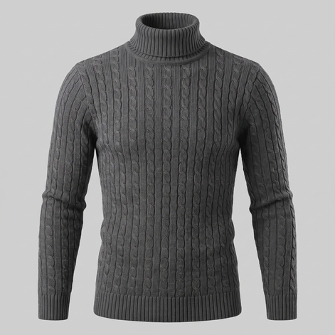 Herren Rollkragenpullover mit Zopfmuster