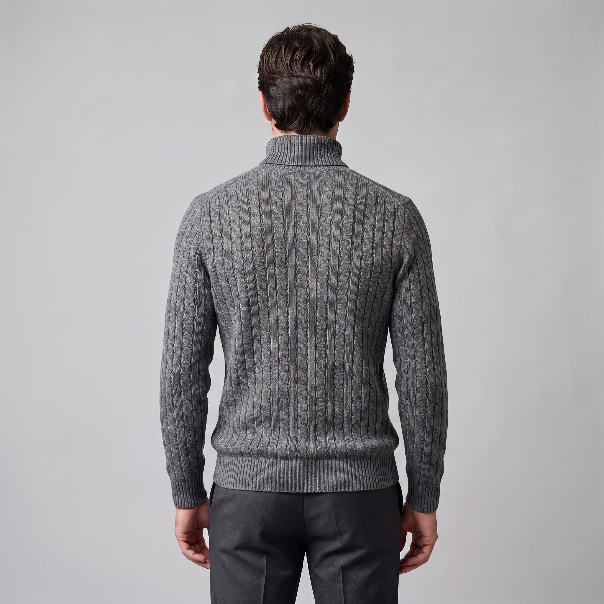 Herren Rollkragenpullover mit Zopfmuster
