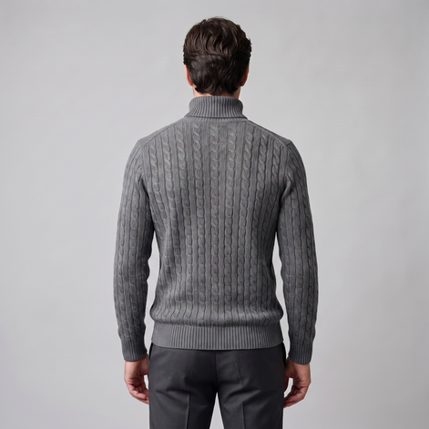 Herren Rollkragenpullover mit Zopfmuster