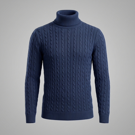Herren Rollkragenpullover mit Zopfmuster