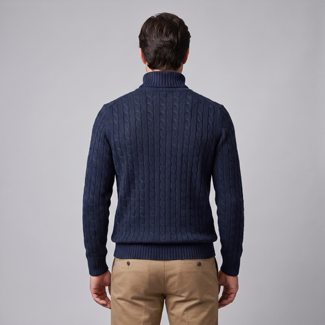 Herren Rollkragenpullover mit Zopfmuster