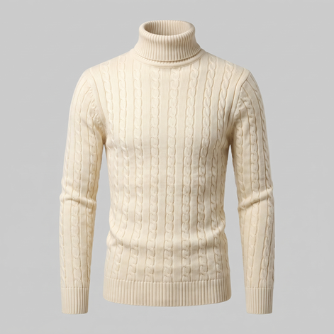 Herren Rollkragenpullover mit Zopfmuster
