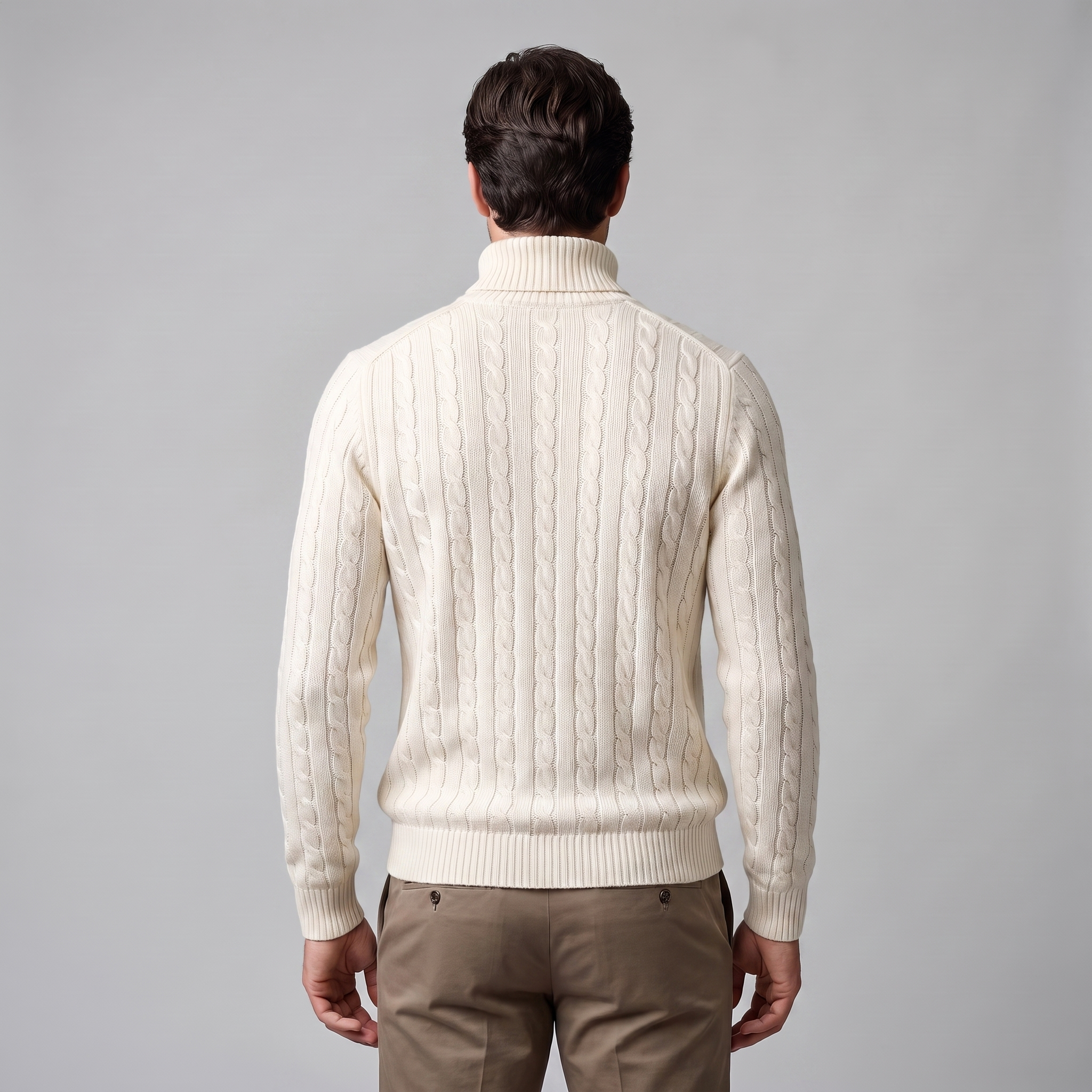 Herren Rollkragenpullover mit Zopfmuster