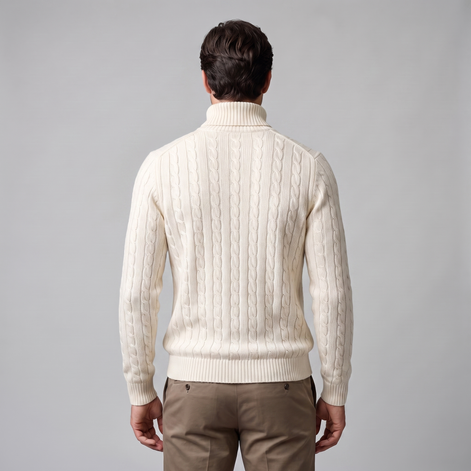 Herren Rollkragenpullover mit Zopfmuster