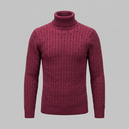 Herren Rollkragenpullover mit Zopfmuster