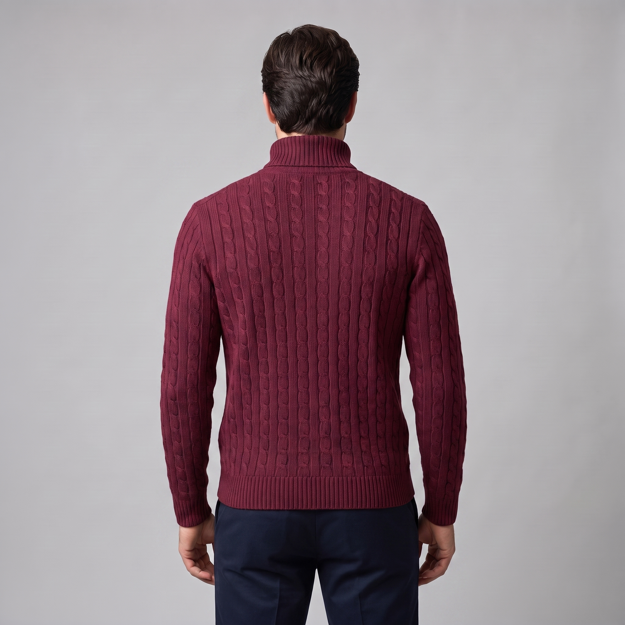 Herren Rollkragenpullover mit Zopfmuster