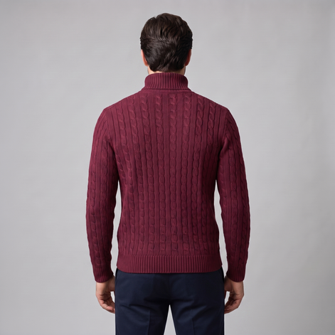 Herren Rollkragenpullover mit Zopfmuster