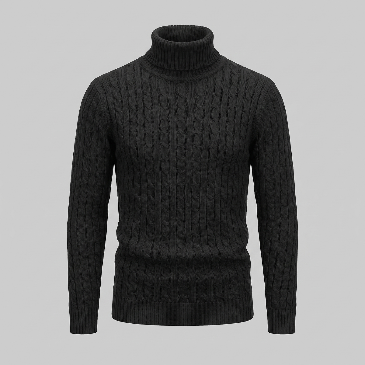 Herren Rollkragenpullover mit Zopfmuster