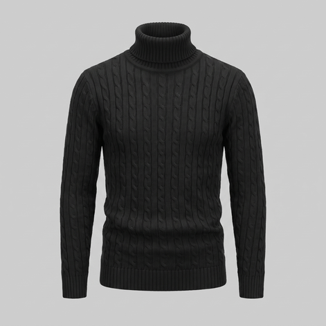 Herren Rollkragenpullover mit Zopfmuster