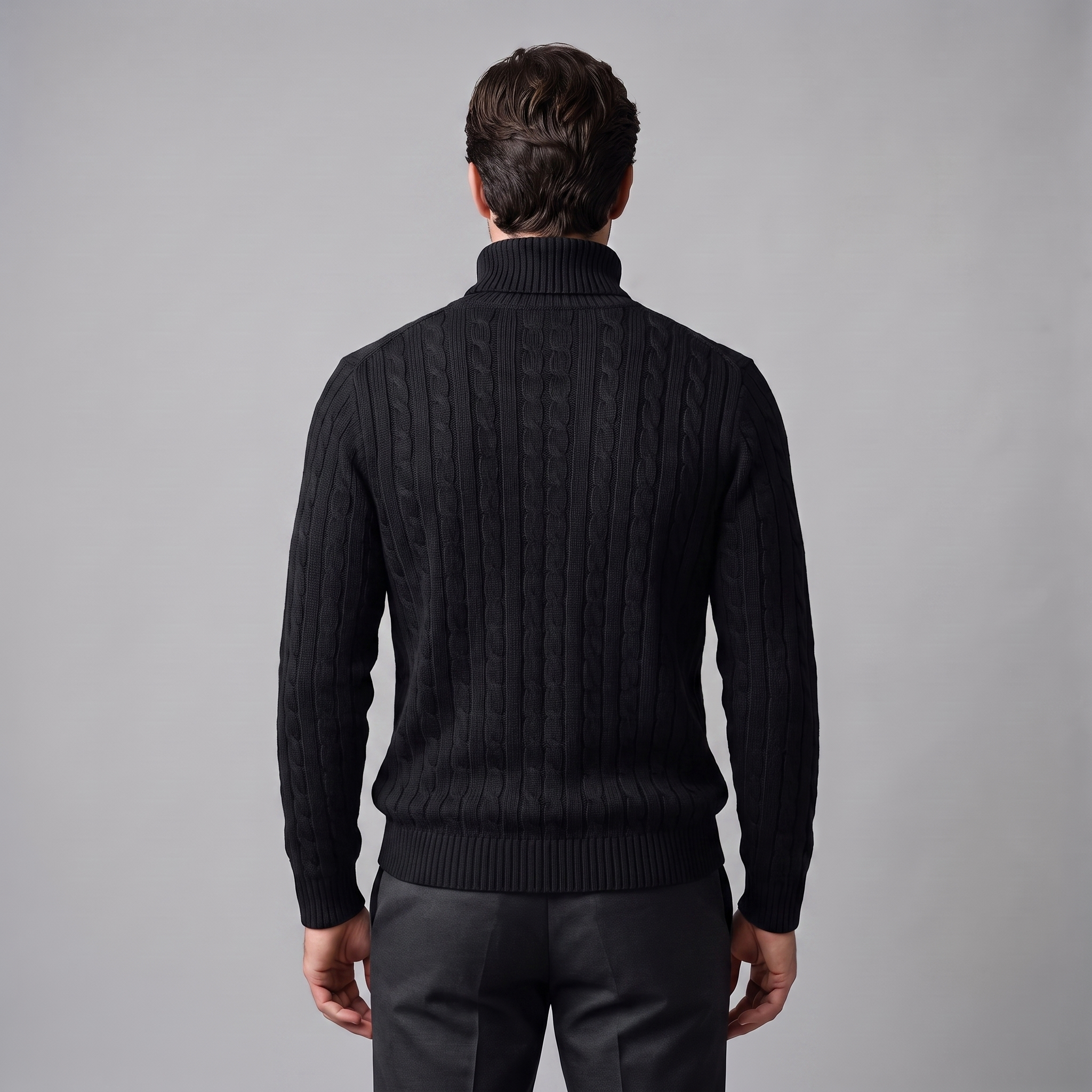 Herren Rollkragenpullover mit Zopfmuster