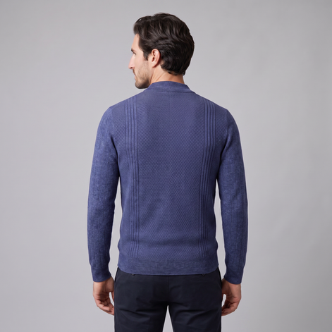 Herren Rundhalspullover mit Chevron-Rippstruktur