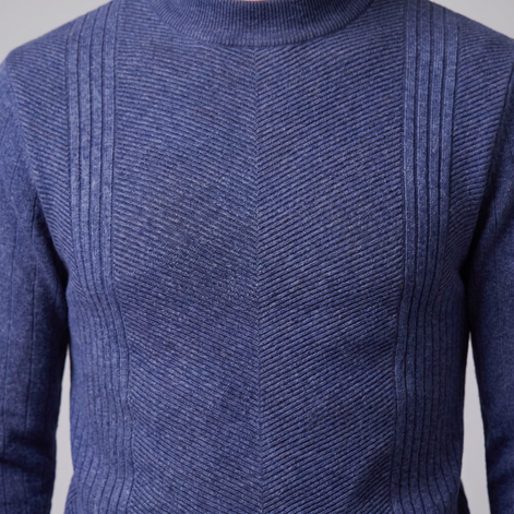Herren Rundhalspullover mit Chevron-Rippstruktur