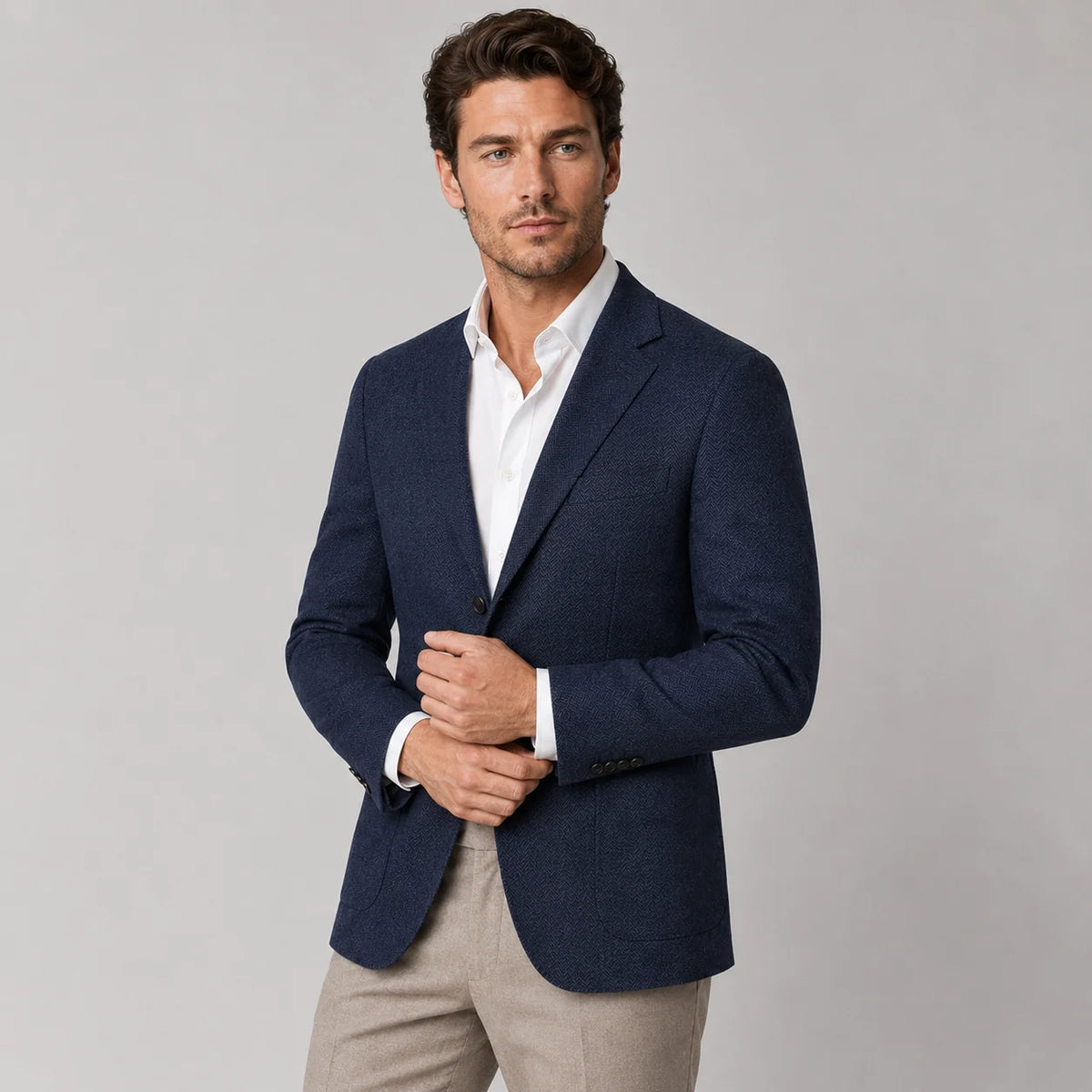Herren Sakko Blazer mit Fischgrätmuster