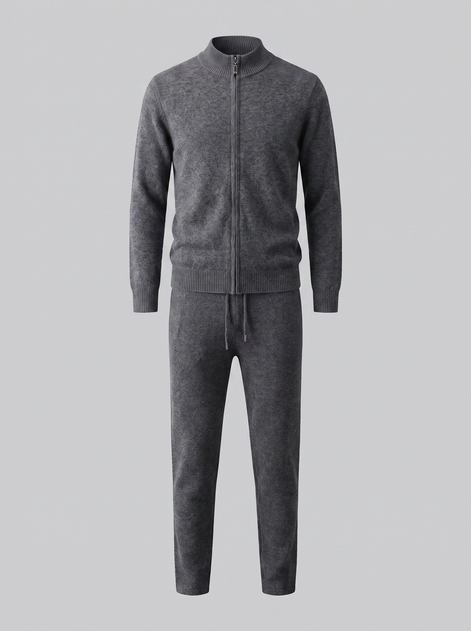 Herren Set aus Strickjacke aus Wolle mit Reissverschluss und Hose