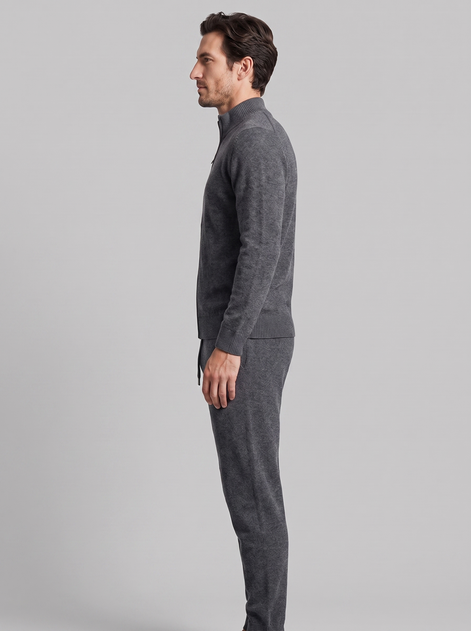 Herren Set aus Strickjacke aus Wolle mit Reissverschluss und Hose