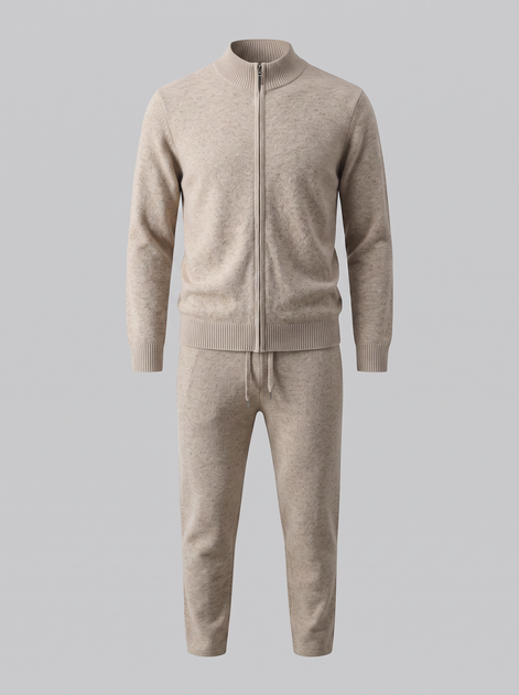 Herren Set aus Strickjacke aus Wolle mit Reissverschluss und Hose