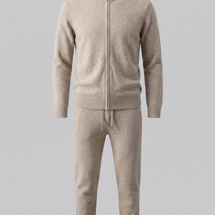 Herren Set aus Strickjacke aus Wolle mit Reissverschluss und Hose