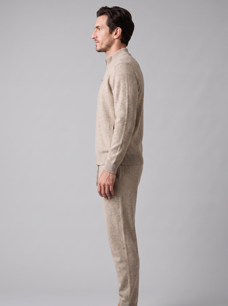 Herren Set aus Strickjacke aus Wolle mit Reissverschluss und Hose