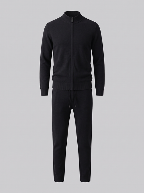 Herren Set aus Strickjacke aus Wolle mit Reissverschluss und Hose