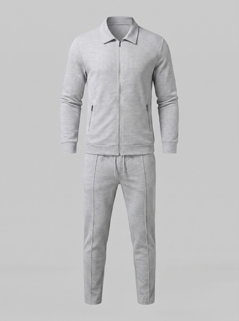 Herren Set aus Strukturjacke und Hose mit Reissverschluss