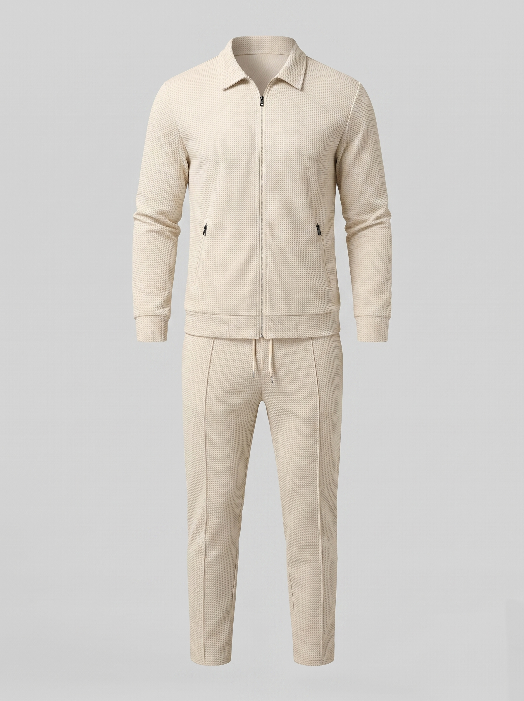 Herren Set aus Strukturjacke und Hose mit Reissverschluss