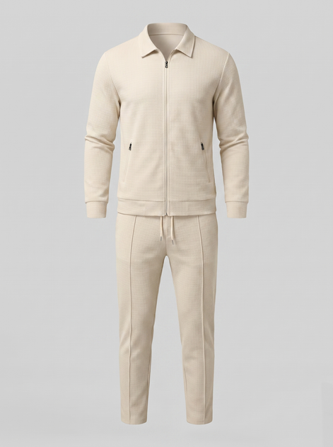 Herren Set aus Strukturjacke und Hose mit Reissverschluss