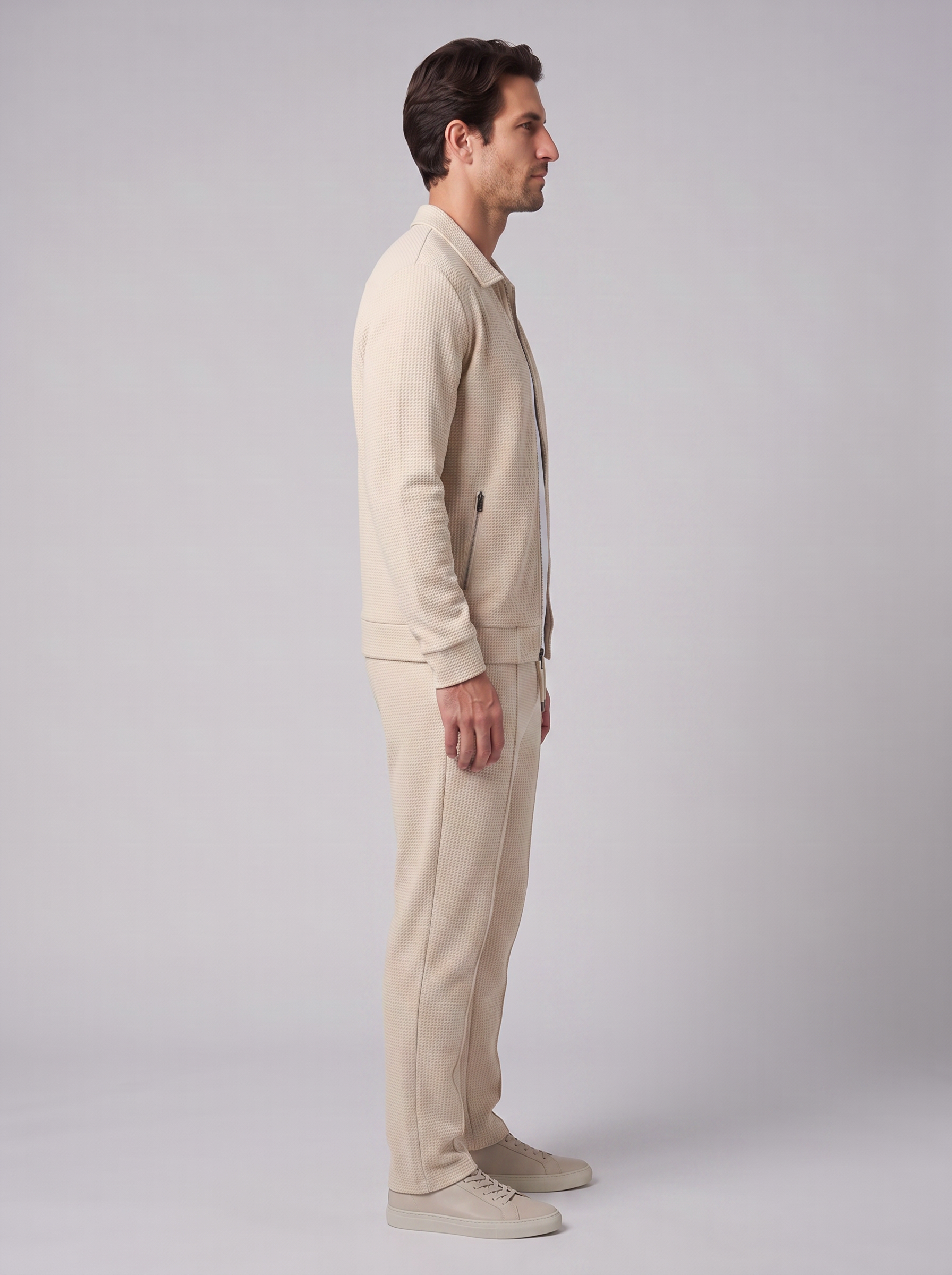 Herren Set aus Strukturjacke und Hose mit Reissverschluss